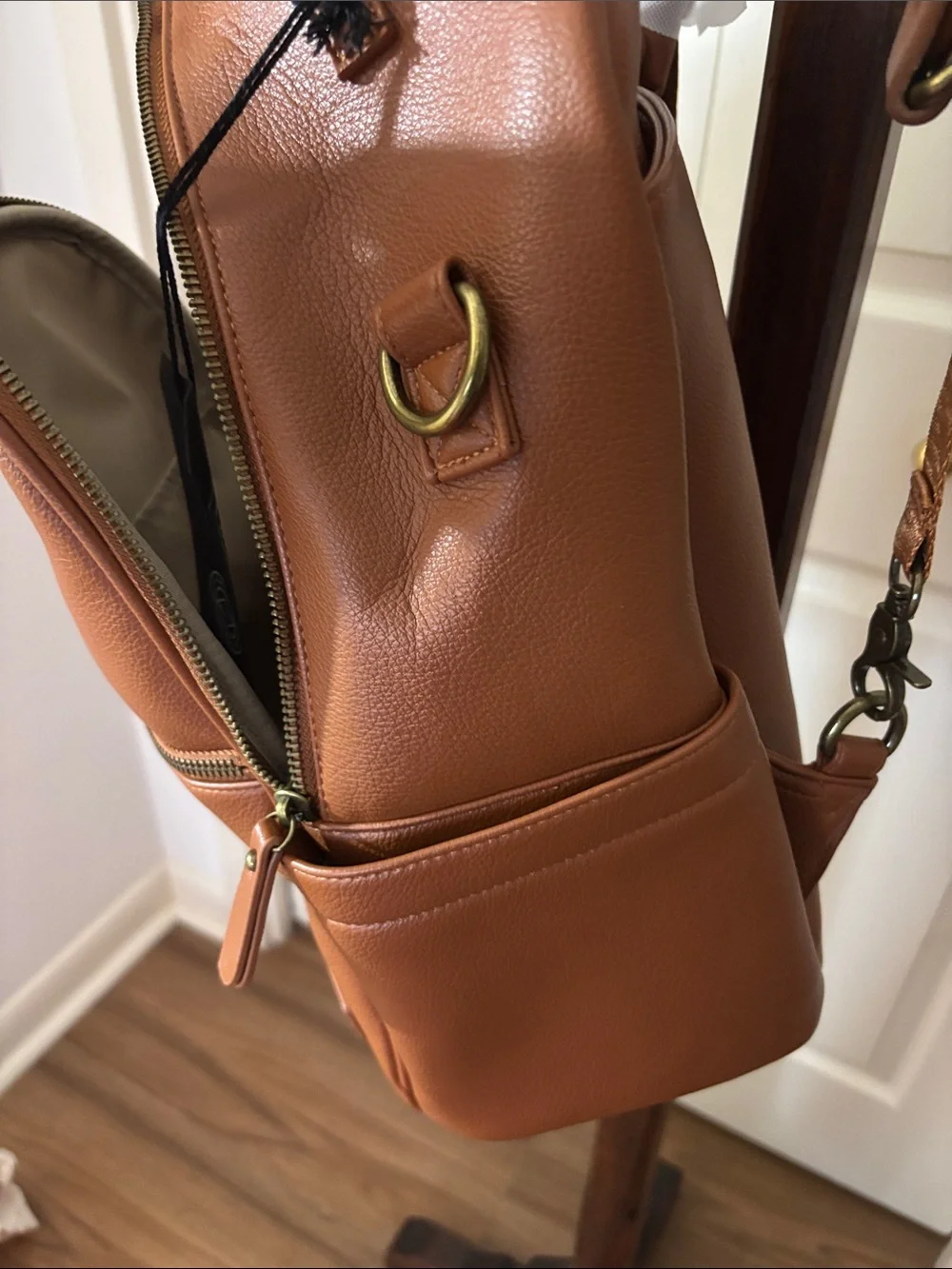 Bodomint Joni 2.0 Backpack in Camel Soft Vegan Leather Structured Silhouette NWT